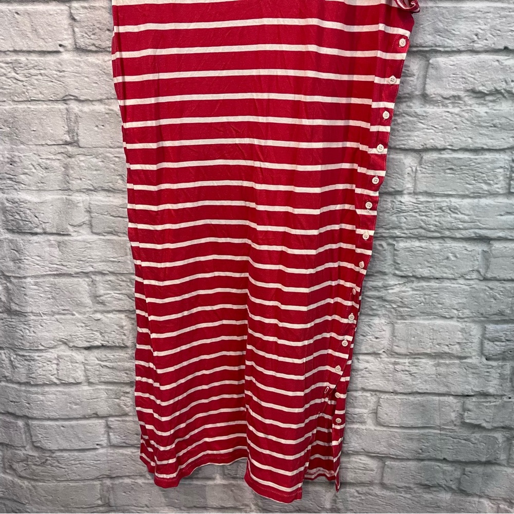 NWT The GREAT. Size 1/S Button Side Dress Cardinal Stripe oversized t-shirt midi - Picture 7 of 14